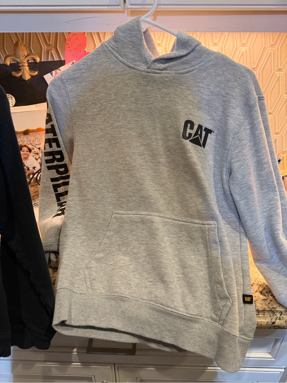 Youth Caterpillar Gray CAT Logo Pullover Hoodie